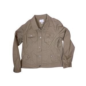 Christopher & Banks Khaki Lightweight Stretch Jacket Women’s XL Snap Front